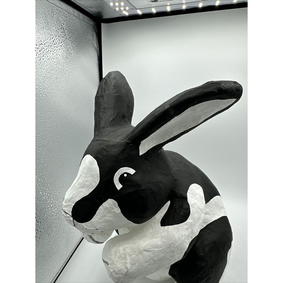 Dept 56 Bunny Rabbit Papier Paper Mache Large Black White Easter RARE - Picture 10 of 16